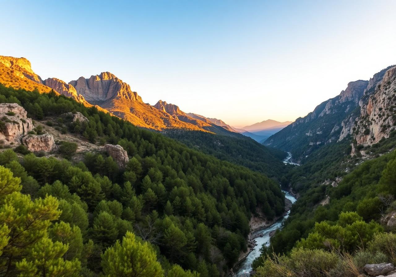 Mountains and river