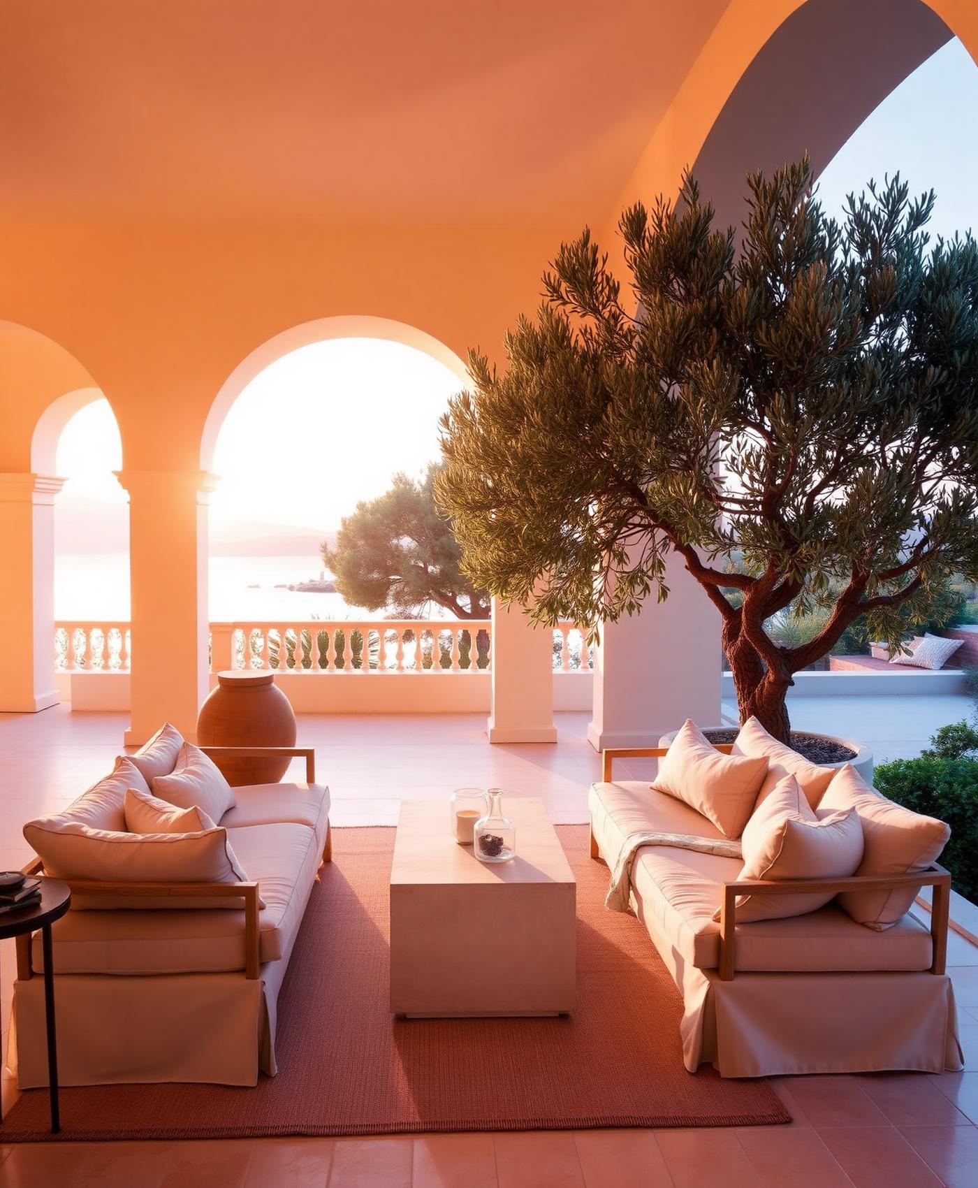 Marbella villa terrace at dusk