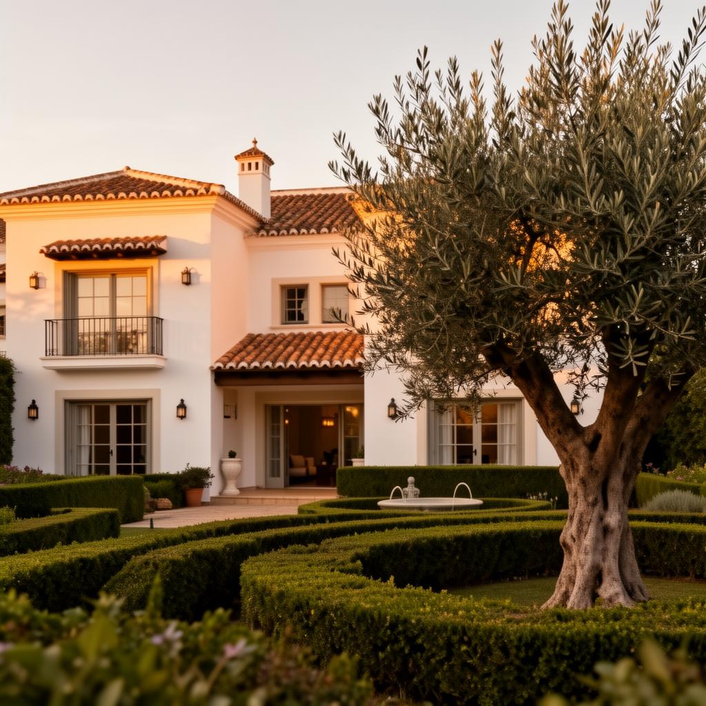 Andalusian villa at golden hour in Marbella